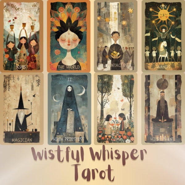 Wistful Whisper Tarot Deck, 78 Tarot Cards, Best for beginner Tarot Reader, Indie Beginner Divination Tools