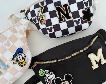 Riñonera personalizada de Disney, riñonera personalizada con iniciales, inspirada en Minnie y Mickey, riñonera temática de Disney para niños y adultos.