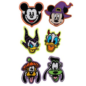 Disney Halloween-Aufnäher zum Aufbügeln: Mickey Mouse, Vampir, Minnie Maus, Hexe, Daisy, Maleficent – gestickter Disney World Halloween Fest-Aufnäher
