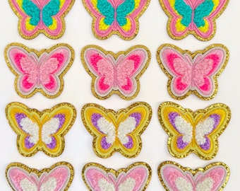 Butterfly Patch Kids Bag Stick on Patches for Lunchbox Kid Bag Custom Patch Personalized Gift Bag Chenille Letters for Pouch Cute Kids Patch