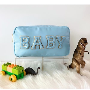 Baby Shower Gift | Gender Reveal Party| Bag for Baby Gift | Nylon Varsity Letter Pouch | Kids snack Bag | Personalized Baby Gift | Baby Bag