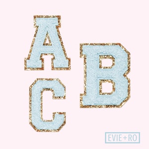 Stick On Chenille Letter Patch | Self Adhesive Varsity Letter Patch | Kids DIY Dupe Patch | Gold Glitter Letter Trim | Embroidery Patch |
