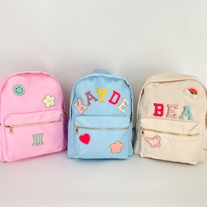 Personalized Kids Backpack Personalized Custom Chenille Name Patch Bag Customizable Name Bag Toddler Bag for School Gift Kids Monogram bag