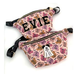 Large Fanny Pack Disney Halloween Disney Fanny Pack Personalized Chenille Letter Patch Custom Bag Disney World Travel Bag Halloween Kids Bag