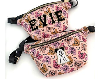 Large Fanny Pack Disney Halloween Disney Fanny Pack Personalized Chenille Letter Patch Custom Bag Disney World Travel Bag Halloween Kids Bag