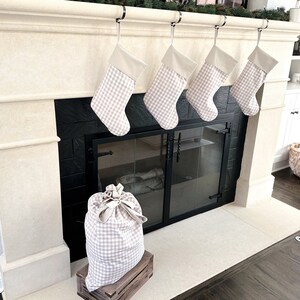 Stockings Christmas Personalized Stocking Gingham Custom Name Stocking Plaid Monogrammed Xmas Sacks Kids Cute Christmas Decor Fun Stocking