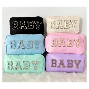 Regalo de baby shower / Fiesta de revelación de género / Bolsa para regalo de bebé / Bolsa de cartas universitarias de nylon / Bolsa de merienda para niños / Regalo personalizado para bebés / Bolsa para bebés