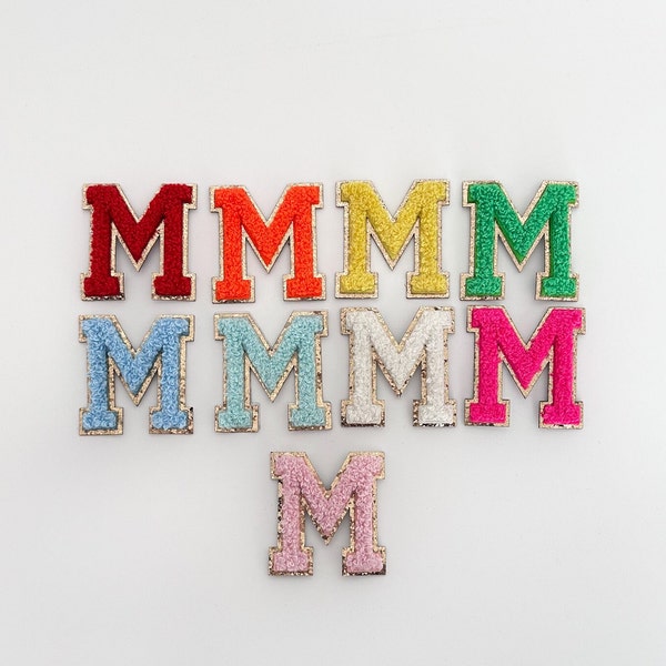 Stick on Patch Chenille Letter Patches Personalized Gift for kids Backpack Varsity letter Glitter Custom Bag Cosmetic Travel pouch Letter