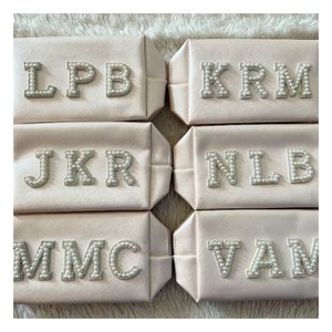 White Pearl Rhinestone Letter Patch Personalized Patch for Wedding Custom Patch Letters Bachelorette Party DIY Letter Gift for Mom