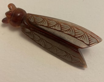 Vintage French lucite / plastic cicada cigale insect brooch.