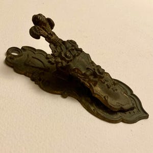 Antique, unique, metal, desk, rare document clip to clamp papers. Symbols and flowers of the Union.  Eire, England, Wales and Scotland.