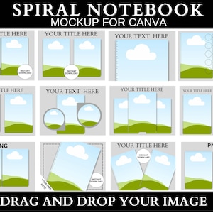 Spiral Notebook Mockup for Canva,Notebook Mockup Editable on Canva,Notebook Mock up Spiral Planner ,Notebook Mockup Canva Frames