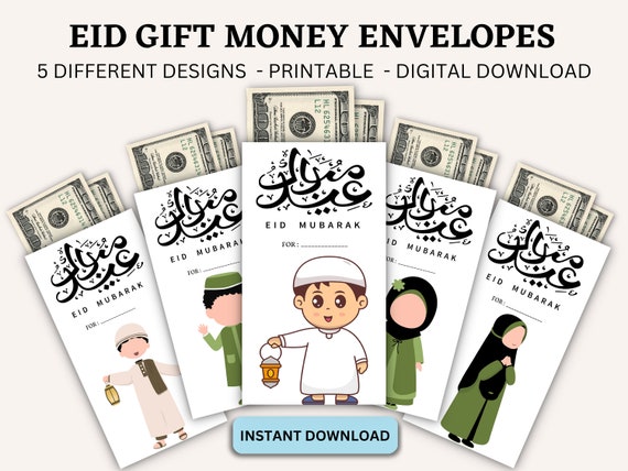 Printable eid gift money envelops for kids,Eidee for kids,Eid decor,Gift envelops