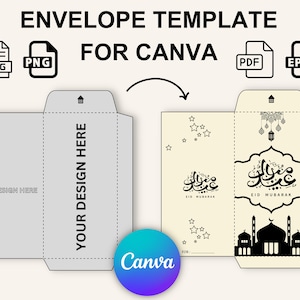 Plantilla de sobre para Canva, totalmente personalizable en Canva Plantilla de sobre de dinero, SVG, PNG, PDF, sobre de efectivo personalizado, sobre de invitación