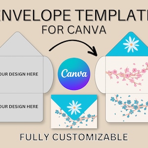 Plantilla de sobre totalmente personalizable para Canva, sobre personalizado, plantilla de Canva, sobre imprimible, sobre de invitación, sobre en efectivo, Pdf, SVG