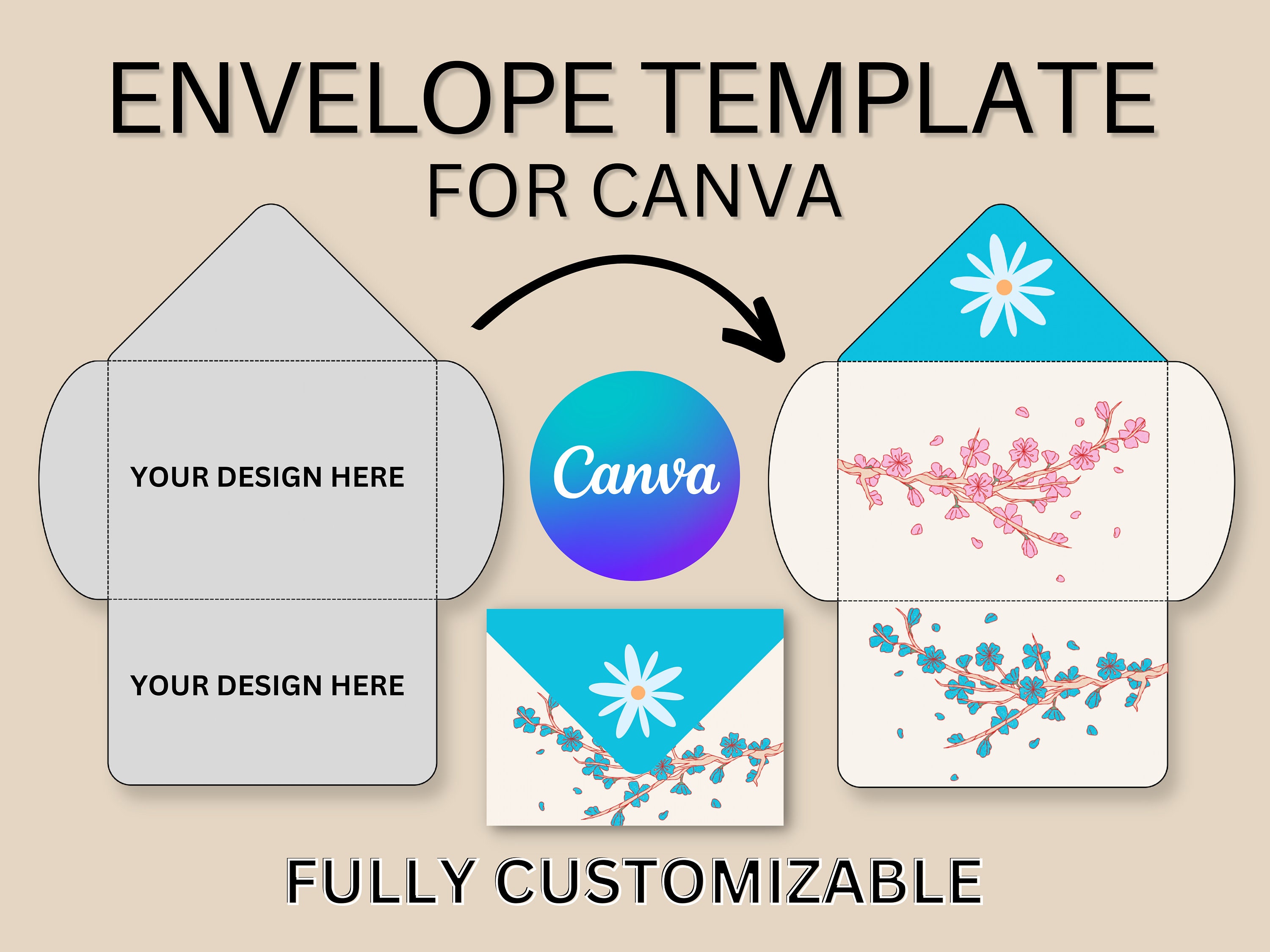 Fully Customizable Envelope Template for Canva,custom Envelope,canva Fully Customizable Envelope Template for Canva,custom Envelope,canva