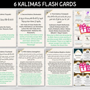 6 Kalimas Flash Cards,Printable Kalimas Flash Cards For Kids,English Translation Kalimas Cards,Dua For Ramadan,Ramadan Activities For Kids