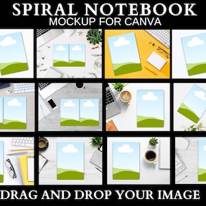 Etsy Spiral Listing Mockup for Canva,Notebook Mockup Editable on Canva,Notebook Mock up Spiral Planner ,Notebook Mockup Canva Frames