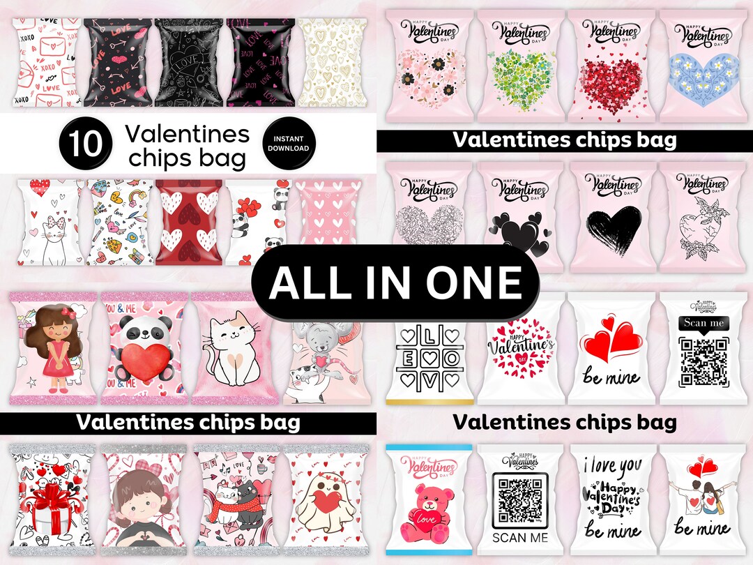 40 Valentines Day Chips Bag Wrapper Bundle,valentine Gift For,gift for ...