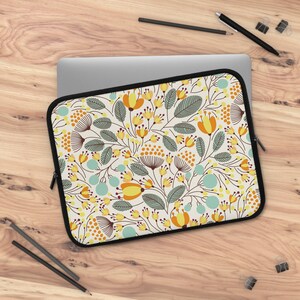 Leuke, unieke, stijlvolle all-season bloemen 10&quot;, 13&quot;, 15&quot;, 17&quot; laptophoes in groenblauw en geel