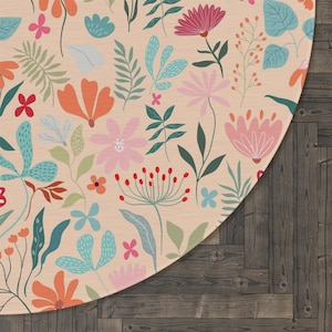 Modern Round Rug; Lively Mint the Meadows in Peach; Best Room Decor Rug; Stylish and Unique Round Rug; Best Accent Rug