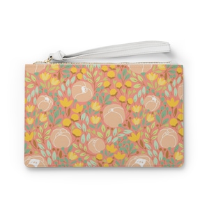 Stylish Lively Mint, Everyday Clutch Bag/ Wristlet; All Seasons in Coral; Vegan Leather; Perfect Gift for Her, Girlfriend or Mom