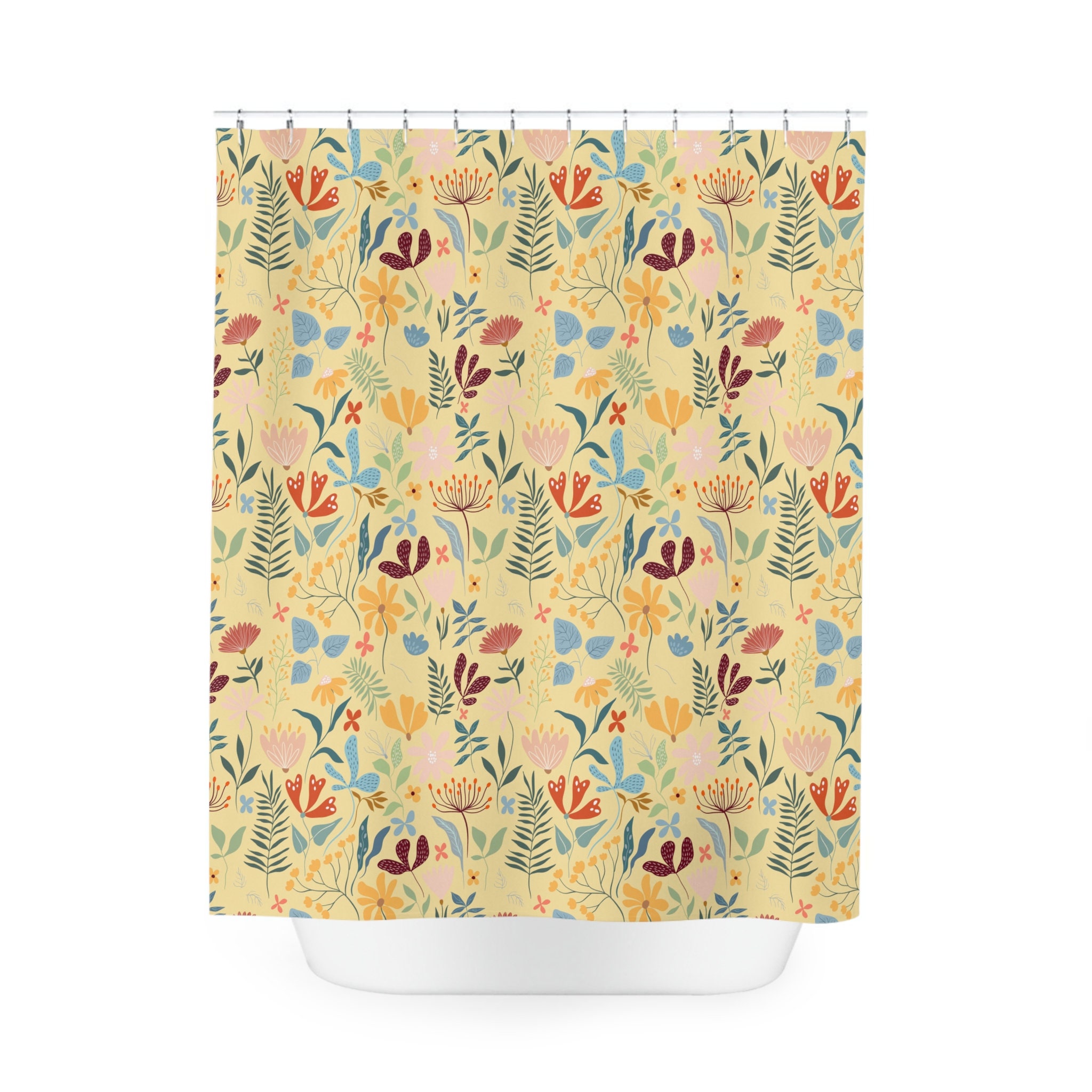 Lively Mint Best Polyester Shower Curtain the Meadows in Etsy