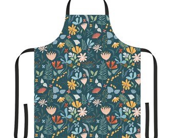 Lively Mint Apron; Fun, Stylish Apron; Meadows in Forest Green, Highly Durable; Perfect gift for Her; Best Gift for Chef