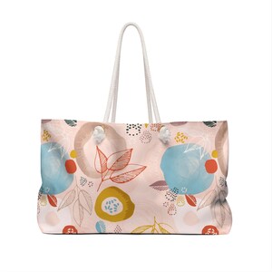 Artistic Pattern Weekender Bag in Peach; Beach Bag; Perfect Summer Bag