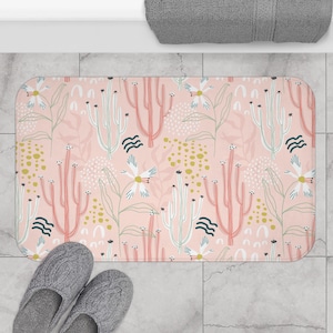 Best anti-slip Bath Mat; Lively Mint; Tropical in Pink; Perfect Decoration for Bathroom