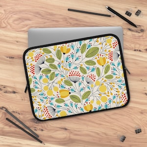 Leuke, unieke, stijlvolle all-season bloemen 10&quot;, 13&quot;, 15&quot;, 17&quot; laptophoes in blauw en geel