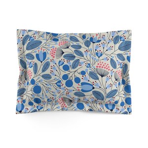 Stylish Lively Mint Microfiber Pillow Sham; All Season in Blue and Cream; Perfect Housewarming Gift; Perfect for Her