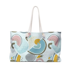 Artistic Pattern Weekender Bag in Light blue; Beach Bag; Perfect Summer Bag