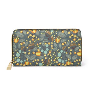 Cartera con cremallera de piel sintética libre de crueldad en gris oscuro para todas las estaciones; perfecto para ella; Regalo de regreso a la escuela