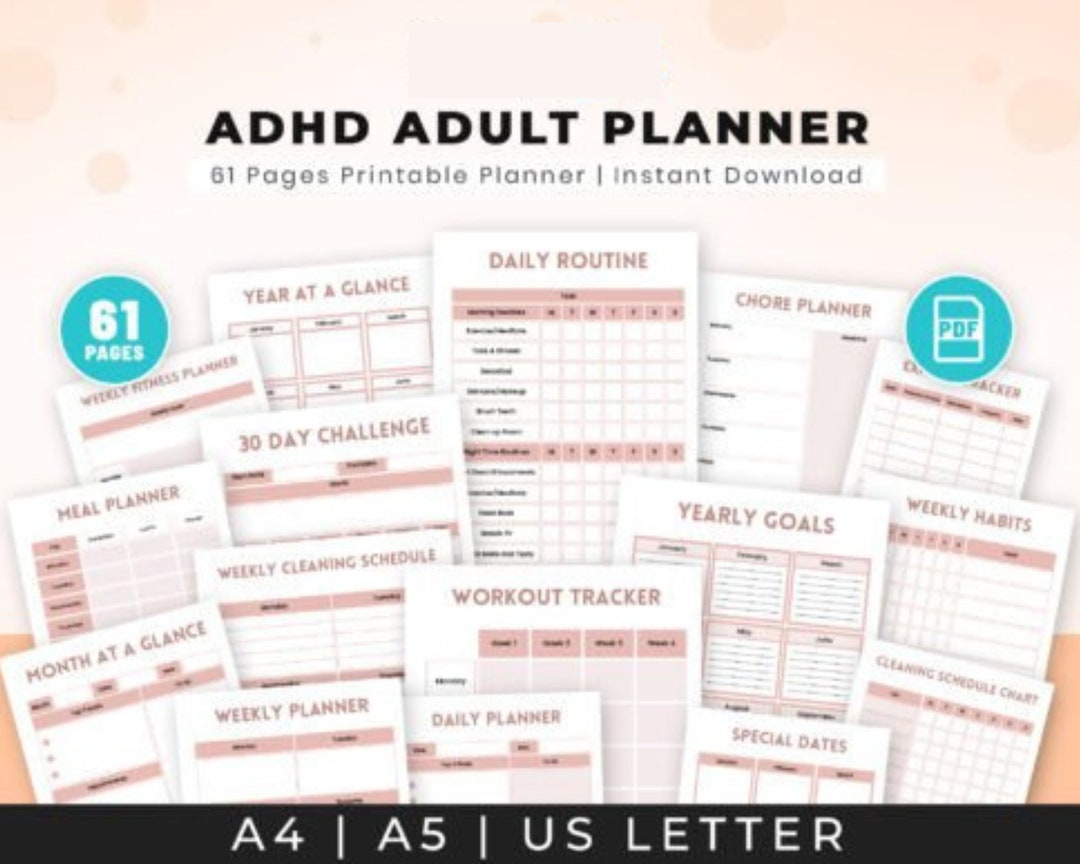 Printable ADHD Planner, ADHD Planner for Adults, Life Planner for ADHD