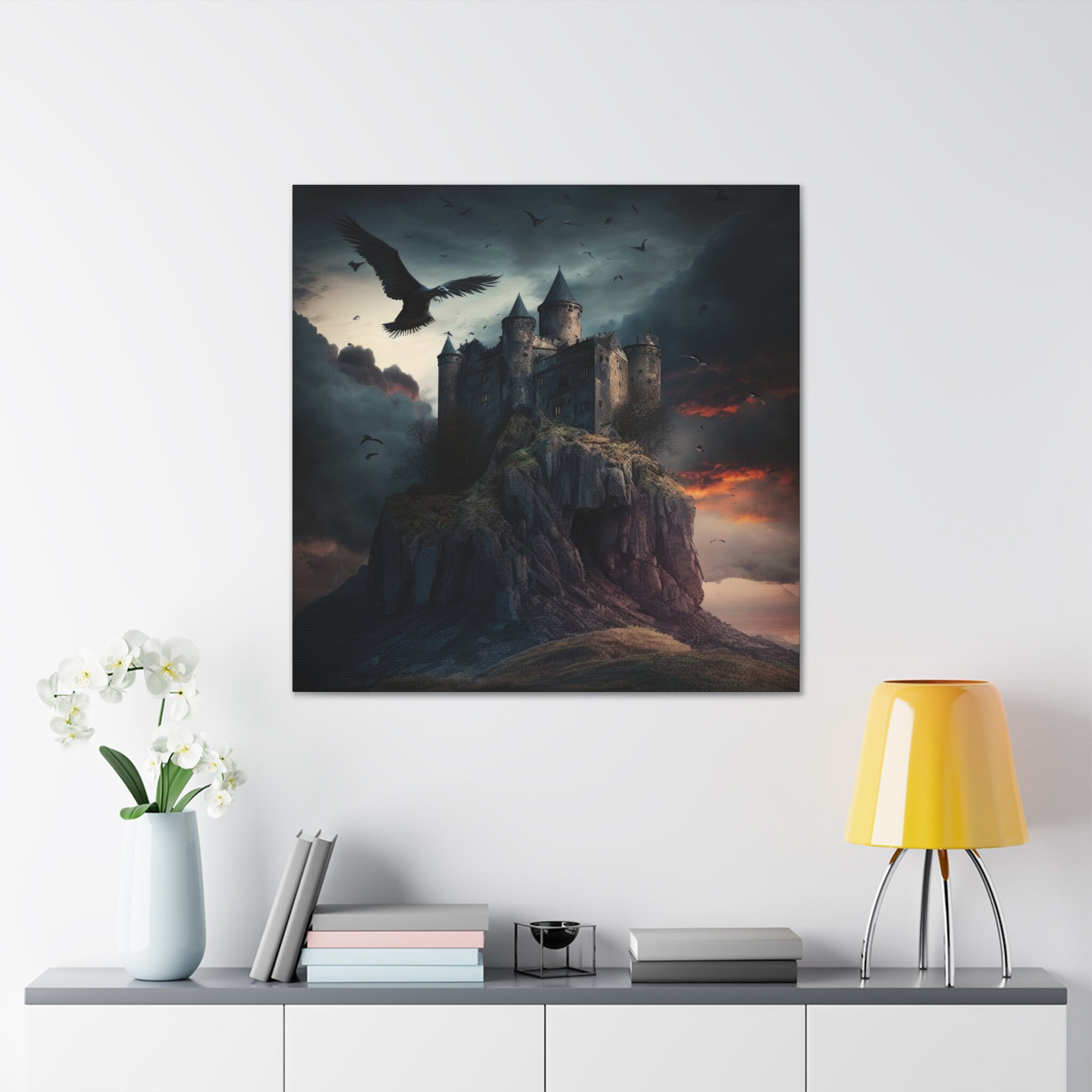 Castle on a Hill Wall Art Castle Painting Modern Art Canvas - Etsy