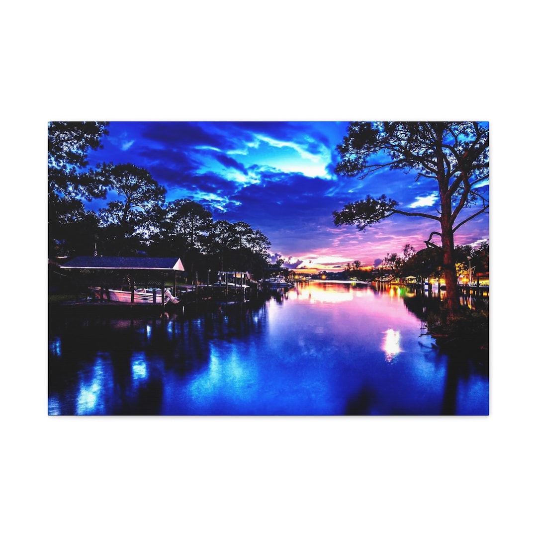 Sunset on the Lake Sunset Painting, Lake Wall Art, River Wall Art