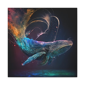 Humpback Whale Wall Art, Whale Painting, Canvas Print, Ocean Wall Art, Modern Art, Canvas Print, Abstract Painting, Living Room Decor