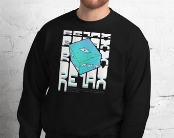 Relax | Minimal Anime Sweatshirt Subtle Anime Gift Ideas Anime Sweater Simple Anime Design Minimalist Manga Sweatshirts