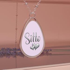Personalized Arabic Name Necklace, Lebanese Jewelry for Grandma, Arab Mother Gift, Silver Teardrop Pendant
