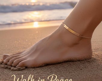 Tobillera impermeable, pulsera para el tobillo "Camina por la Paz", "Hoy va a ser mi día de paz", oro, negro, plata.