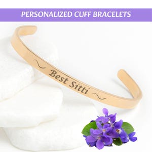 Arabic Name Bracelet Cuff for Sitti, Arabic Jewelry Gift for Arabic Mother, Arabic Bracelet Gift for Mother&#39;s Day From Grandkids