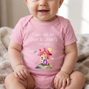 Arabic Baby Onesie, Whimsical Baby Clothes, Custom Name Gift, New Grandma Announcement Bodysuit, Take Me to Sitto's House