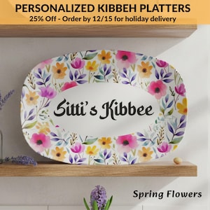 Ramadan Tray, Personalized Arabic Kibbeh Floral Serving Platter, Lebanese Gift for Grandparents, Cultural Heritage