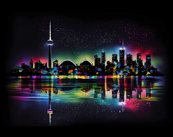 Toronto Twilights - Digital Art  of the Toronto Skyline - One Copy Only - High Resolution AI Art - Digital Download - 300dpi