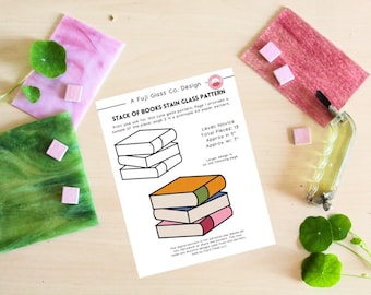 Patrón de vidrieras para libros de biblioteca, descarga digital en PDF.