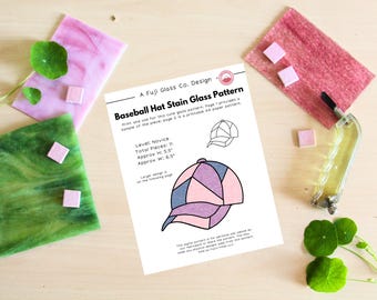 Baseball Hat Stained Glass Pattern, Digital Download PDF Country Girls Baseball Cap ball cap Pattern Blueprint