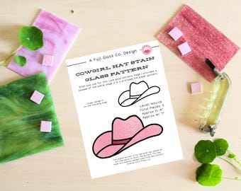 Cowgirl Hat Cowboy Hat Stained Glass Pattern, Digital Download PDF Bachelorette in Nashville Country Girls Stain Glass Pattern Blueprint