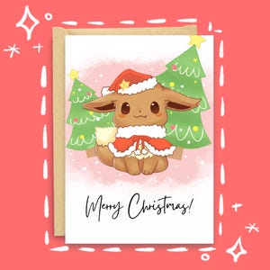 PRINTABLE Eevee Christmas Card Instant Download Printable Card Greetings Card Cute Holiday Card for Him for Her