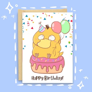 Mochi Psyduck Geburtstagskarte DRUCKBARE Karte Instant Download Karte druckbare Karte Grußkarte Niedliche Geburtstagskarte für Ihn für Sie